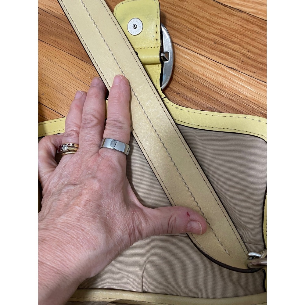 Coach Bleecker Leather Pale Yellow Buckle Flap Crossbody Shoulder Bag - Picture 11 of 12